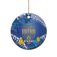 Hanukkah Jewish Festival Ceramic Ornament It's Lit - Polynesian Pattern - Wonder Print Shop
