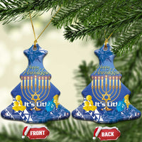 Hanukkah Jewish Festival Ceramic Ornament It's Lit - Polynesian Pattern - Wonder Print Shop