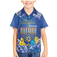 Personalised Hanukkah Jewish Festival Family Matching Mermaid Dress and Hawaiian Shirt It's Lit - Polynesian Pattern - Wonder Print Shop
