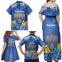 Personalised Hanukkah Jewish Festival Family Matching Off Shoulder Maxi Dress and Hawaiian Shirt It's Lit - Polynesian Pattern - Wonder Print Shop