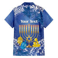 Personalised Hanukkah Jewish Festival Family Matching Off Shoulder Short Dress and Hawaiian Shirt It's Lit - Polynesian Pattern - Wonder Print Shop