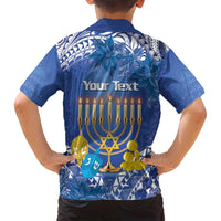 Personalised Hanukkah Jewish Festival Family Matching Puletasi and Hawaiian Shirt It's Lit - Polynesian Pattern - Wonder Print Shop