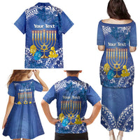 Personalised Hanukkah Jewish Festival Family Matching Puletasi and Hawaiian Shirt It's Lit - Polynesian Pattern - Wonder Print Shop