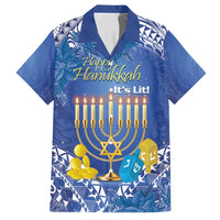 Personalised Hanukkah Jewish Festival Family Matching Puletasi and Hawaiian Shirt It's Lit - Polynesian Pattern - Wonder Print Shop