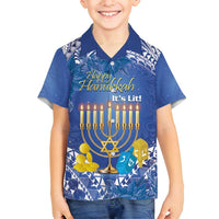Personalised Hanukkah Jewish Festival Family Matching Puletasi and Hawaiian Shirt It's Lit - Polynesian Pattern - Wonder Print Shop