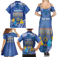 Personalised Hanukkah Jewish Festival Family Matching Summer Maxi Dress and Hawaiian Shirt It's Lit - Polynesian Pattern - Wonder Print Shop