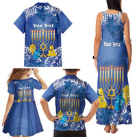 Personalised Hanukkah Jewish Festival Family Matching Tank Maxi Dress and Hawaiian Shirt It's Lit - Polynesian Pattern - Wonder Print Shop