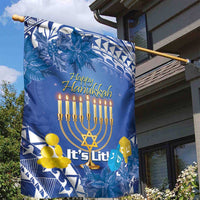 Hanukkah Jewish Festival Garden Flag It's Lit - Polynesian Pattern - Wonder Print Shop