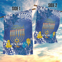 Hanukkah Jewish Festival Garden Flag It's Lit - Polynesian Pattern - Wonder Print Shop