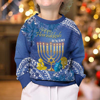 Hanukkah Jewish Festival Kid Ugly Christmas Sweater It's Lit - Polynesian Pattern - Wonder Print Shop
