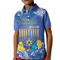 Personalised Hanukkah Jewish Festival Kid Polo Shirt It's Lit - Polynesian Pattern - Wonder Print Shop