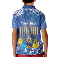 Personalised Hanukkah Jewish Festival Kid Polo Shirt It's Lit - Polynesian Pattern - Wonder Print Shop