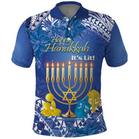 Personalised Hanukkah Jewish Festival Polo Shirt It's Lit - Polynesian Pattern - Wonder Print Shop