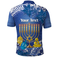 Personalised Hanukkah Jewish Festival Polo Shirt It's Lit - Polynesian Pattern - Wonder Print Shop