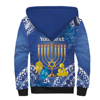 Personalised Hanukkah Jewish Festival Sherpa Hoodie It's Lit - Polynesian Pattern - Wonder Print Shop