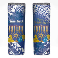 Personalised Hanukkah Jewish Festival Skinny Tumbler It's Lit - Polynesian Pattern - Wonder Print Shop