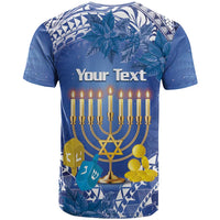 Personalised Hanukkah Jewish Festival T Shirt It's Lit - Polynesian Pattern - Wonder Print Shop