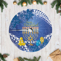 Hanukkah Jewish Festival Tree Skirt It's Lit - Polynesian Pattern - Wonder Print Shop