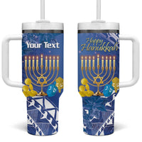 Personalised Hanukkah Jewish Festival Tumbler With Handle It's Lit - Polynesian Pattern - Wonder Print Shop