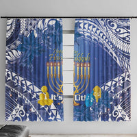 Hanukkah Jewish Festival Window Curtain It's Lit - Polynesian Pattern - Wonder Print Shop