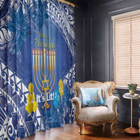 Hanukkah Jewish Festival Window Curtain It's Lit - Polynesian Pattern - Wonder Print Shop
