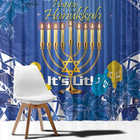 Hanukkah Jewish Festival Window Curtain It's Lit - Polynesian Pattern - Wonder Print Shop