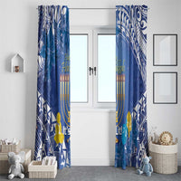 Hanukkah Jewish Festival Window Curtain It's Lit - Polynesian Pattern - Wonder Print Shop