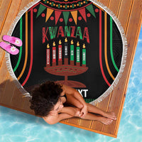 Personalized African-American Kwanzaa Beach Blanket Kinara Candles African Pattern - Wonder Print Shop
