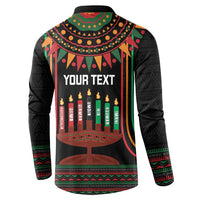 Personalized African-American Kwanzaa Button Sweatshirt Kinara Candles African Pattern - Wonder Print Shop