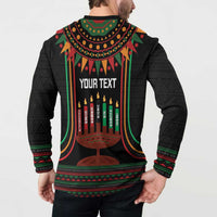 Personalized African-American Kwanzaa Button Sweatshirt Kinara Candles African Pattern - Wonder Print Shop