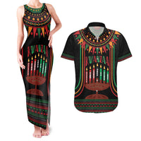 Personalized African-American Kwanzaa Couples Matching Tank Maxi Dress and Hawaiian Shirt Kinara Candles African Pattern - Wonder Print Shop