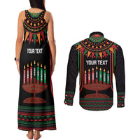 Personalized African-American Kwanzaa Couples Matching Tank Maxi Dress and Long Sleeve Button Shirt Kinara Candles African Pattern - Wonder Print Shop