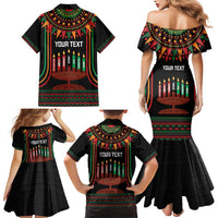 Personalized African-American Kwanzaa Family Matching Mermaid Dress and Hawaiian Shirt Kinara Candles African Pattern - Wonder Print Shop