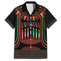 Personalized African-American Kwanzaa Family Matching Off The Shoulder Long Sleeve Dress and Hawaiian Shirt Kinara Candles African Pattern - Wonder Print Shop