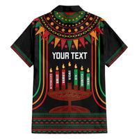 Personalized African-American Kwanzaa Family Matching Off The Shoulder Long Sleeve Dress and Hawaiian Shirt Kinara Candles African Pattern - Wonder Print Shop