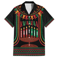 Personalized African-American Kwanzaa Family Matching Off Shoulder Maxi Dress and Hawaiian Shirt Kinara Candles African Pattern - Wonder Print Shop