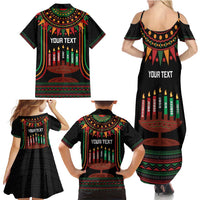 Personalized African-American Kwanzaa Family Matching Summer Maxi Dress and Hawaiian Shirt Kinara Candles African Pattern - Wonder Print Shop