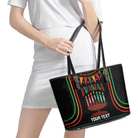Personalized African-American Kwanzaa Leather Tote Bag Kinara Candles African Pattern - Wonder Print Shop