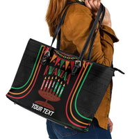 Personalized African-American Kwanzaa Leather Tote Bag Kinara Candles African Pattern - Wonder Print Shop