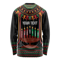 Personalized African-American Kwanzaa Long Sleeve Shirt Kinara Candles African Pattern - Wonder Print Shop