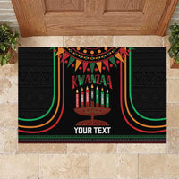 Personalized African-American Kwanzaa Rubber Doormat Kinara Candles African Pattern - Wonder Print Shop
