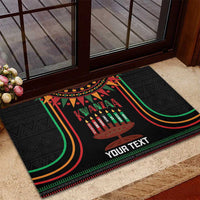 Personalized African-American Kwanzaa Rubber Doormat Kinara Candles African Pattern - Wonder Print Shop