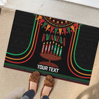 Personalized African-American Kwanzaa Rubber Doormat Kinara Candles African Pattern - Wonder Print Shop