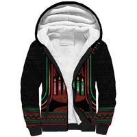Personalized African-American Kwanzaa Sherpa Hoodie Kinara Candles African Pattern - Wonder Print Shop