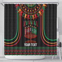 Personalized African-American Kwanzaa Shower Curtain Kinara Candles African Pattern