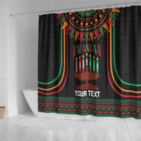 Personalized African-American Kwanzaa Shower Curtain Kinara Candles African Pattern