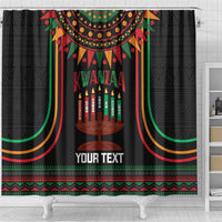 Personalized African-American Kwanzaa Shower Curtain Kinara Candles African Pattern