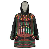 Personalized African-American Kwanzaa Wearable Blanket Hoodie Kinara Candles African Pattern - Wonder Print Shop