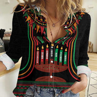 Personalized African-American Kwanzaa Women Casual Shirt Kinara Candles African Pattern - Wonder Print Shop