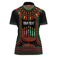 Personalized African-American Kwanzaa Women Polo Shirt Kinara Candles African Pattern - Wonder Print Shop